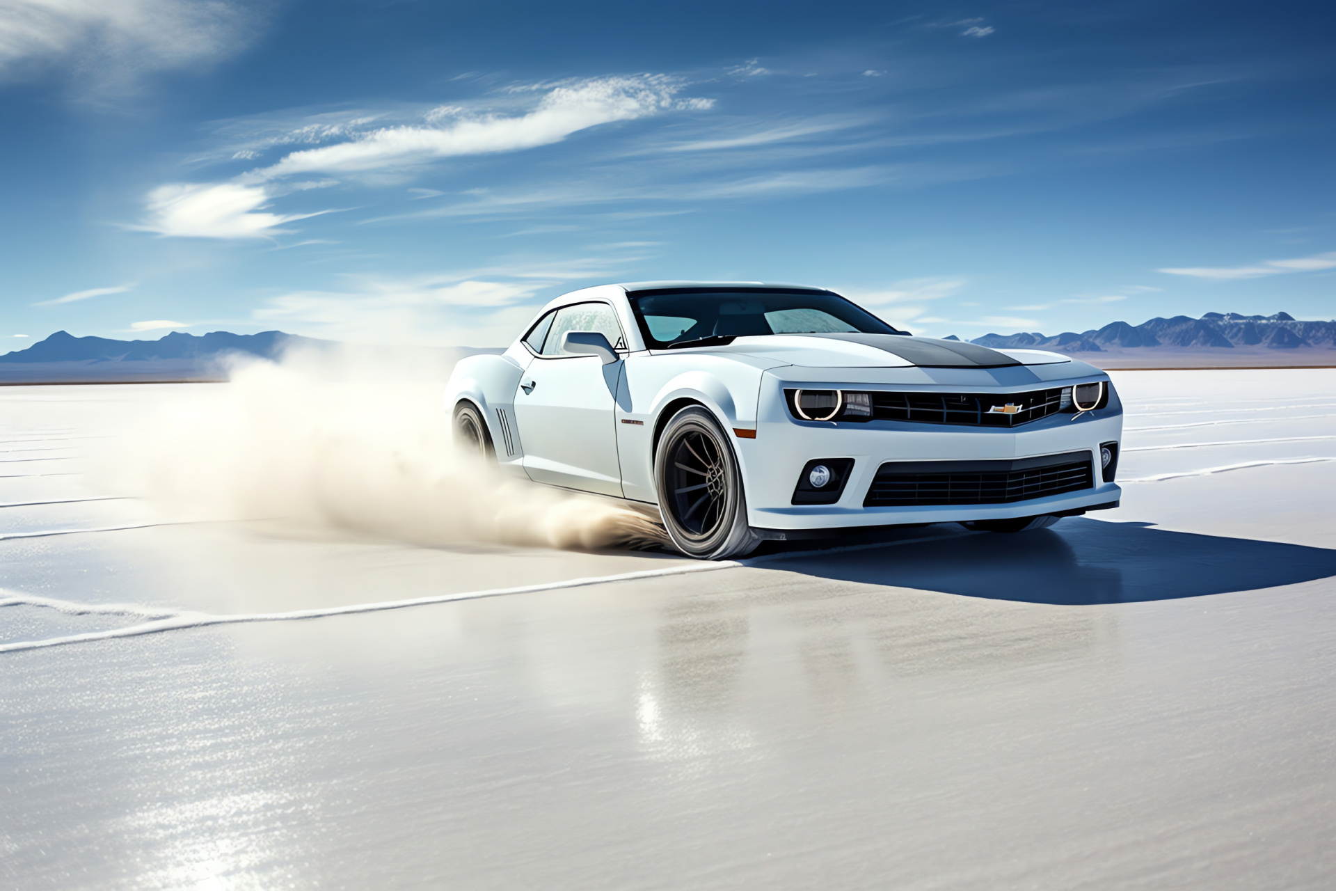 Muscle Car, Chevrolet Camaro SS, Salt flats racing, Aerodynamic styling, Speed pursuit, HD Desktop Wallpaper