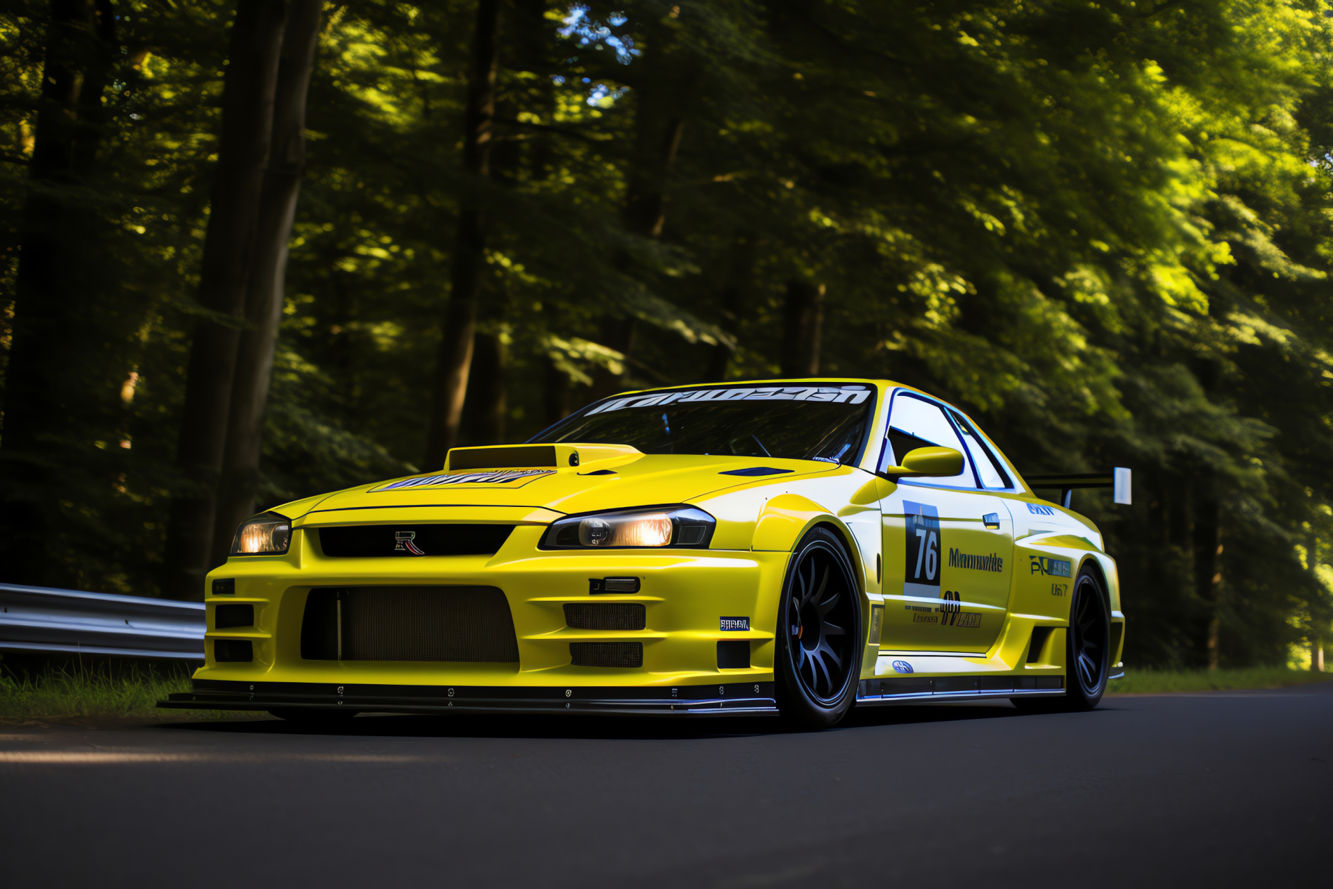 Nissan Skyline GTR R33 V-Spec, Nrburgring track, Sports coupe, Performance tuning, Iconic raceway, HD Desktop Image