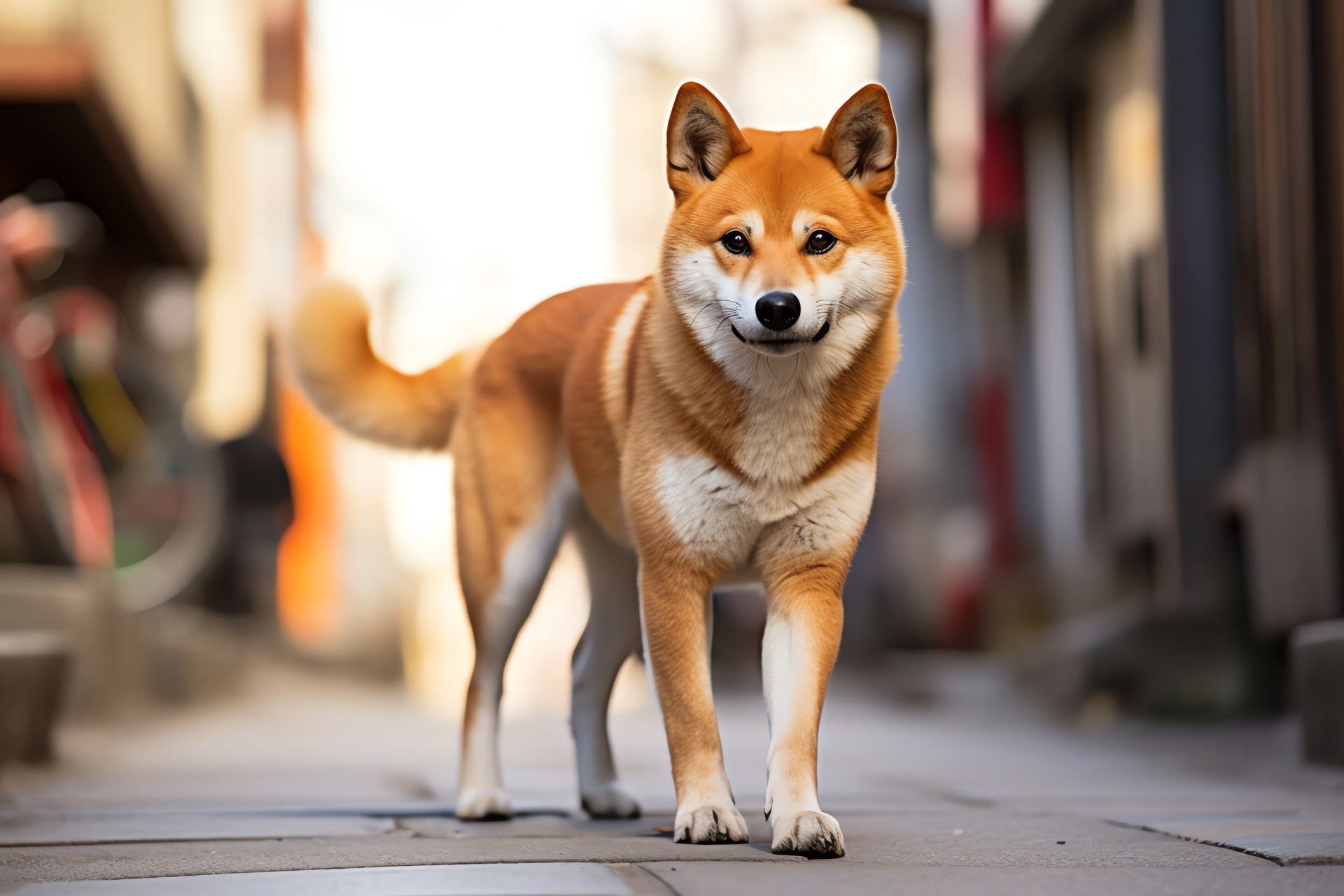 Adult Shiba Inu, Alert expression, Sleek fur texture, Warm russet tones, Placid undercoat shading, HD Desktop Wallpaper