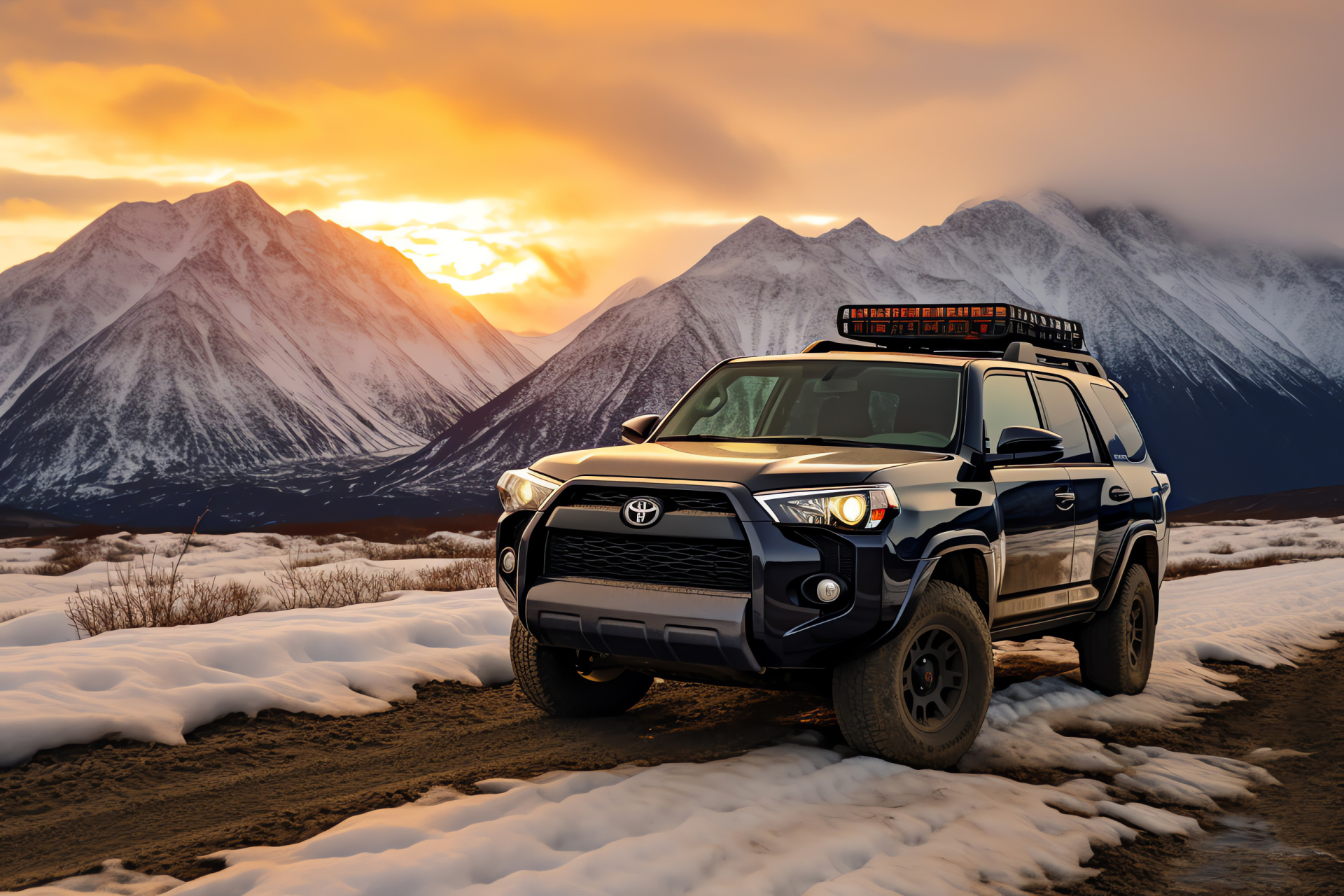 Toyota TRD edition, Alaskan wilderness, 4Runner SUV, Denali vistas, Winter exploration, HD Desktop Wallpaper