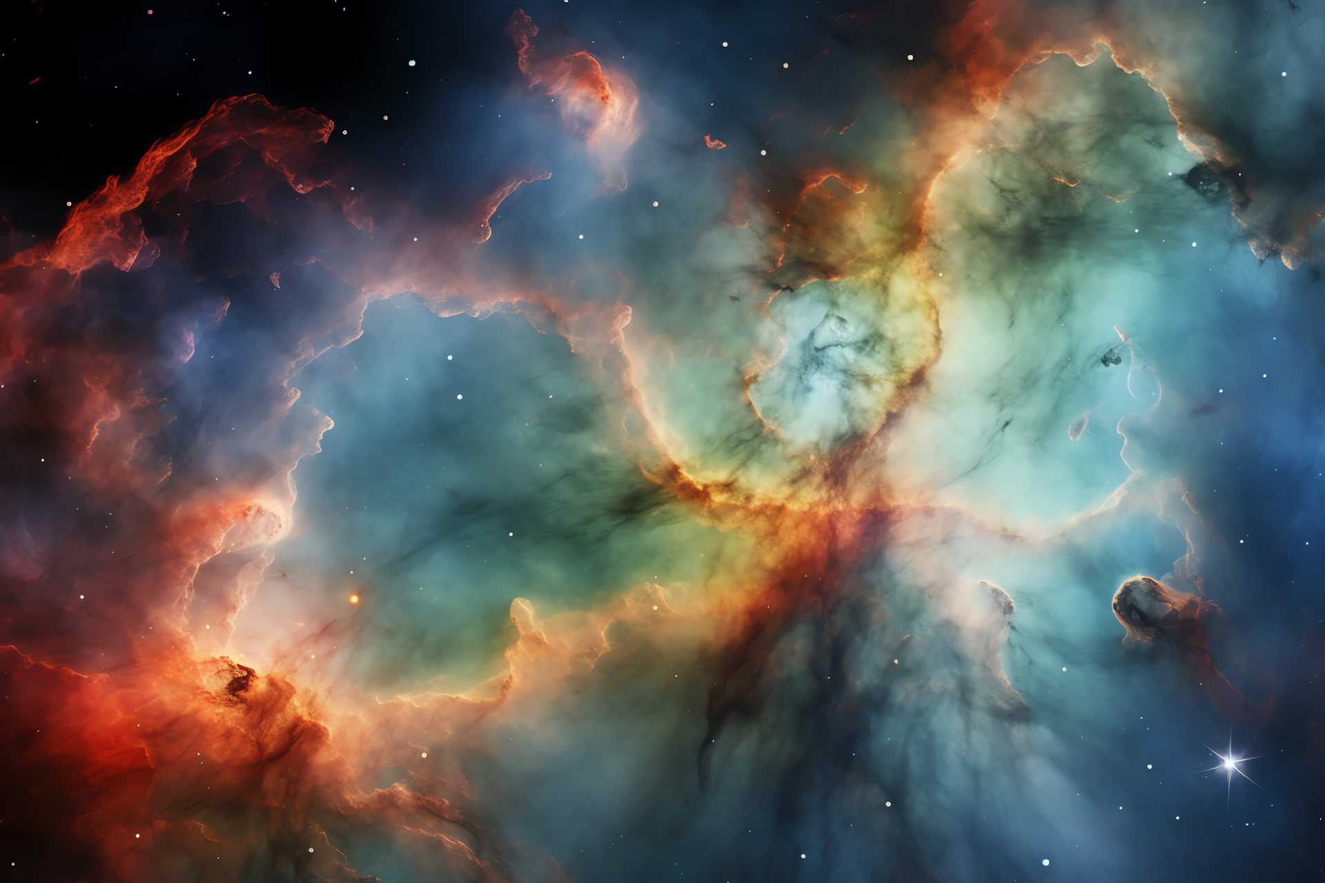 Carina Nebula spectacle, Neon brilliance in space, Galactical composition, Clouds of cosmos, Astral landscape, HD Desktop Wallpaper