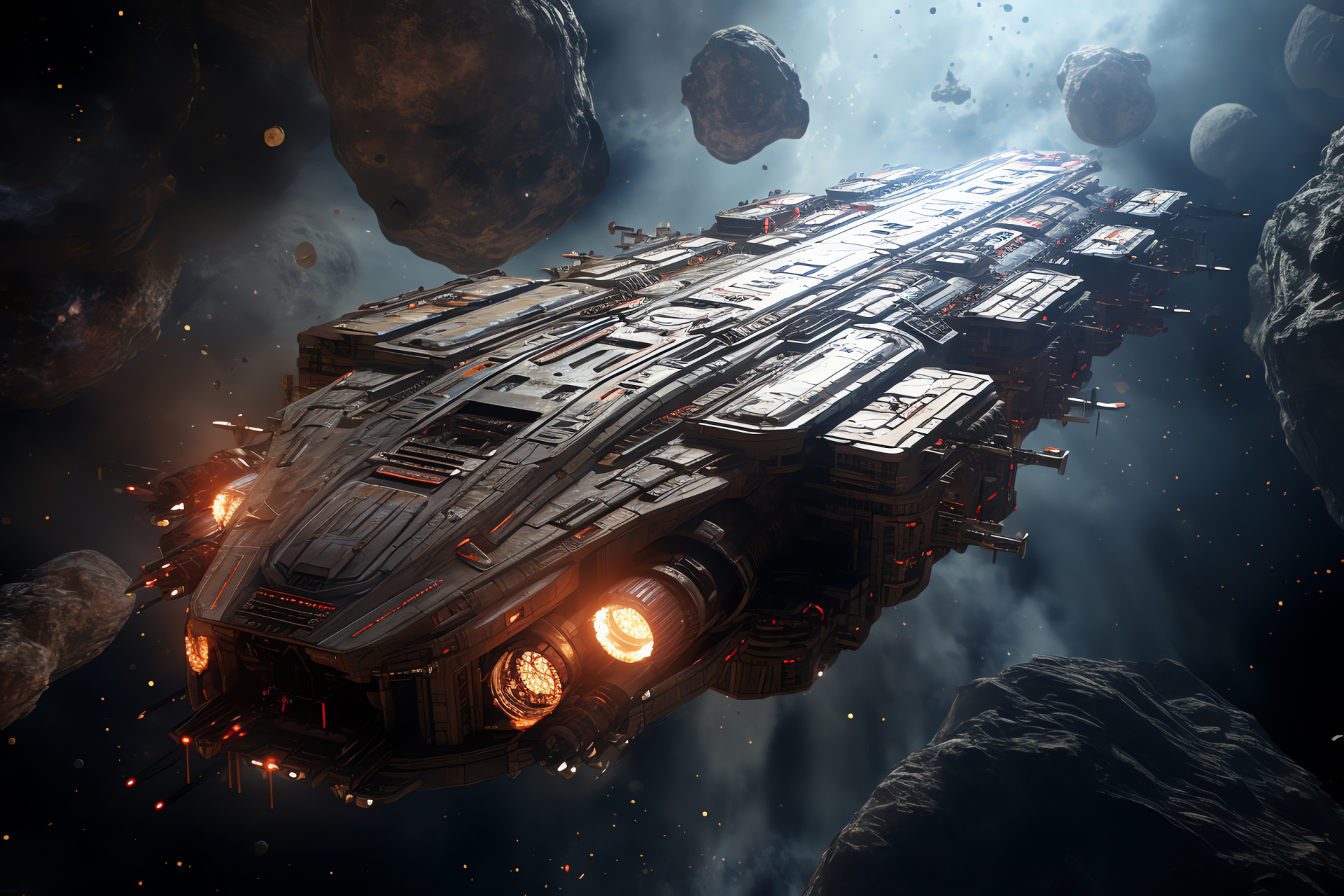 Orbital craft, Cosmos insurgents, Antagonistic outpost, Tailored spacecraft, Planetary rebellion, HD Desktop Wallpaper