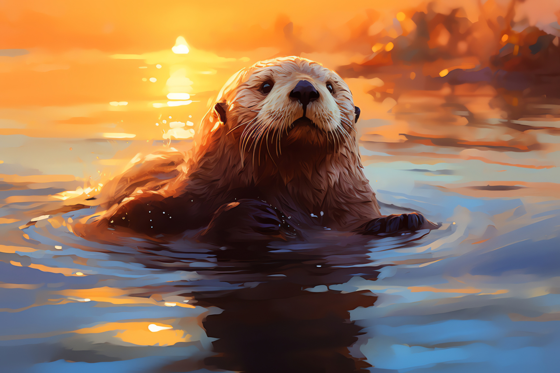 Marine sea otter, Oceanic creature, Monterey aquatic habitat, Endearing mammal, Pacific wildlife, HD Desktop Image