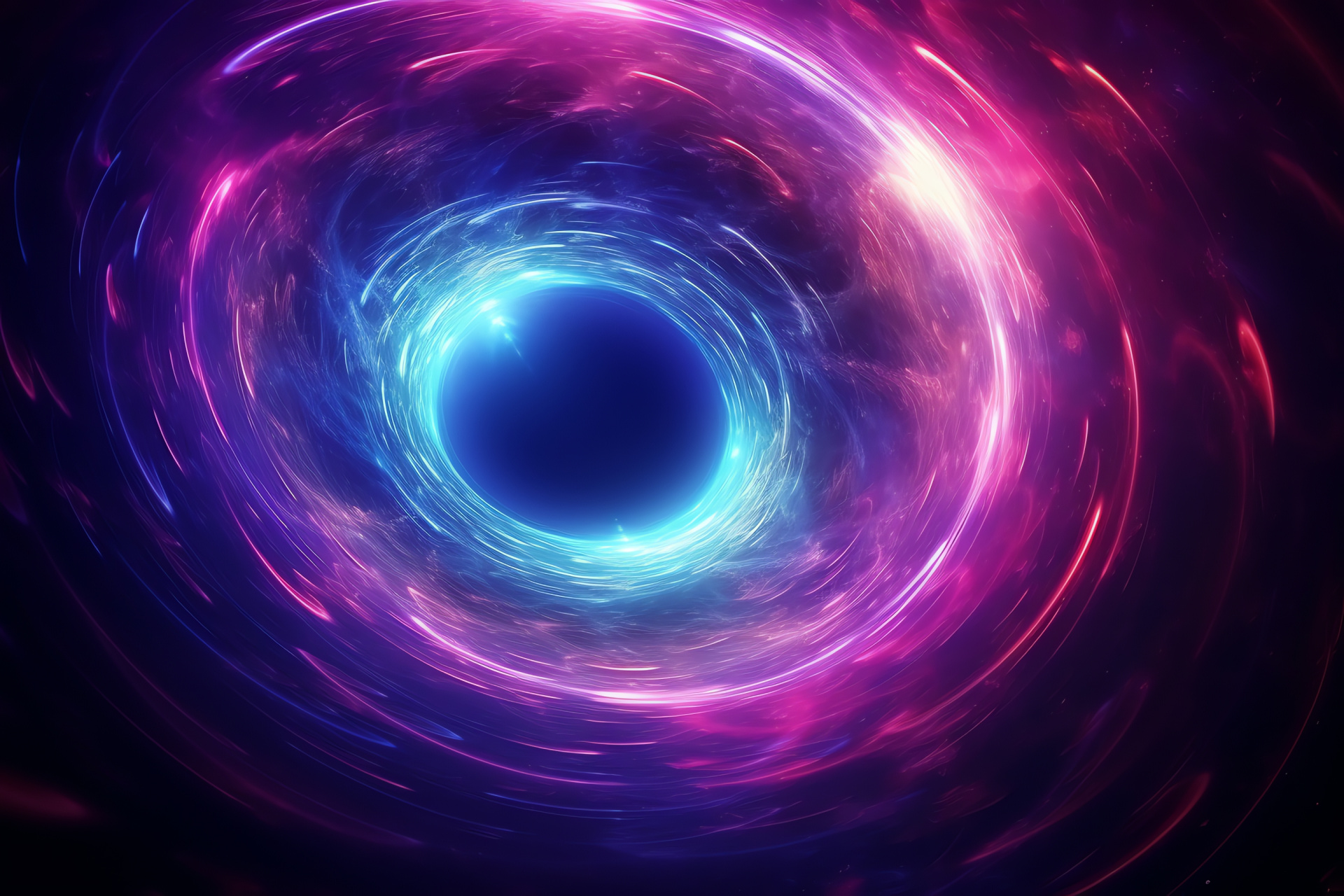 Hypothetical cosmic feature, Gravitational sinkhole, Space curvature representation, Intergalactic passage visual, Galactic purple hues, HD Desktop Image