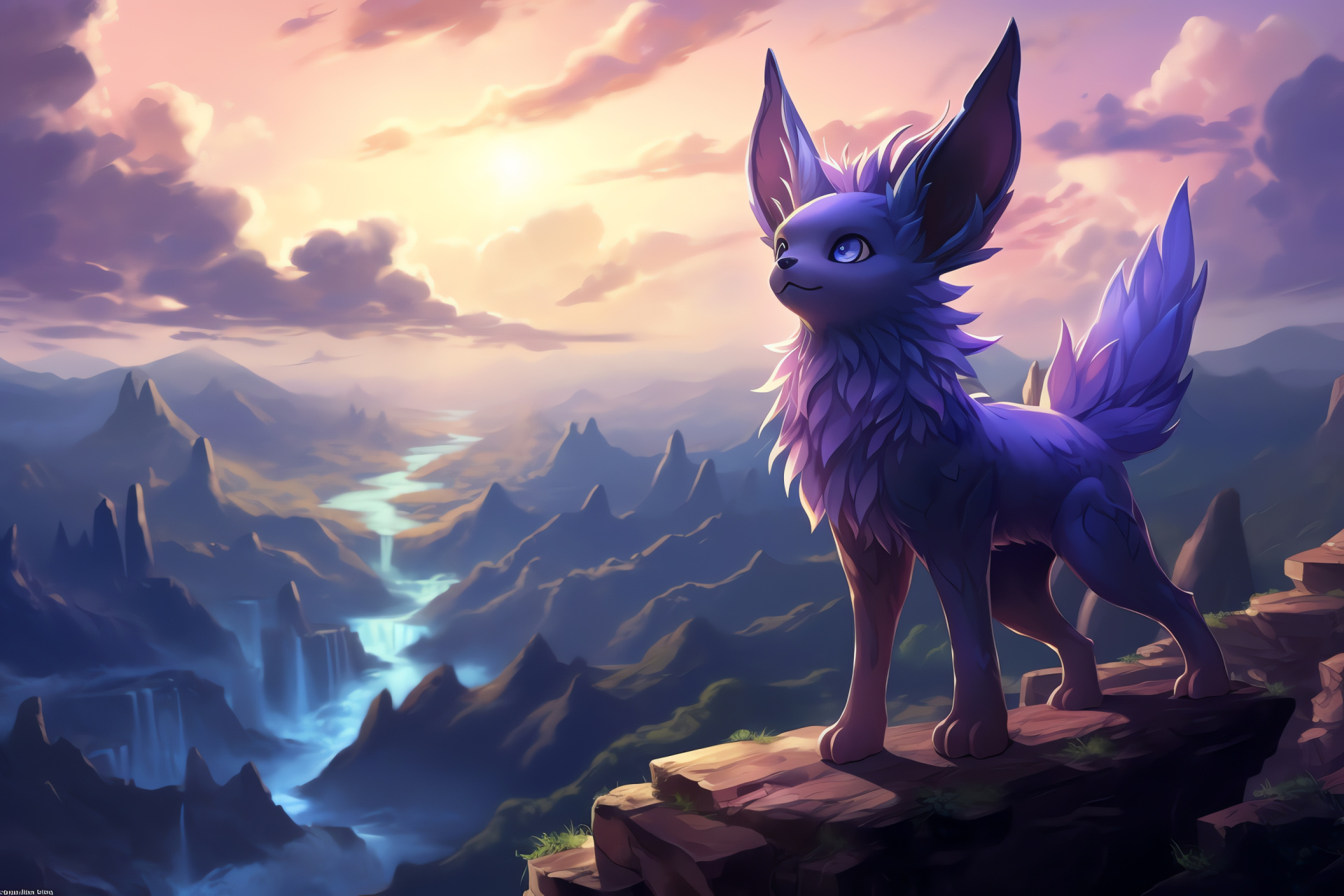 Espeon demeanor, Pokemon species, Mysterious aura, Dusk setting, Psychic abilities, HD Desktop Wallpaper