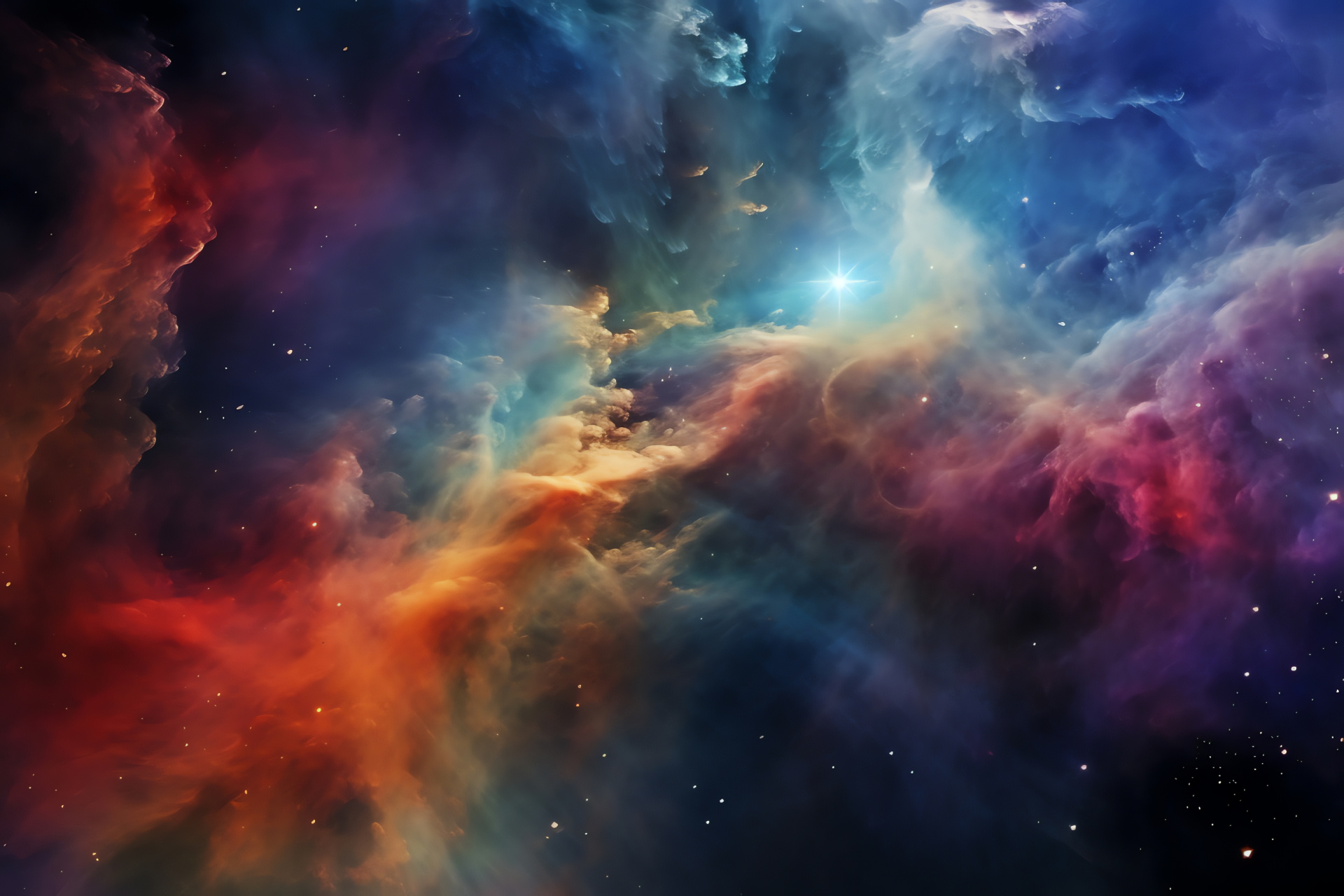 Astrophotography masterpiece, Celestial cloudscape, Star incubator, Space composition, Galactic colors, HD Desktop Image