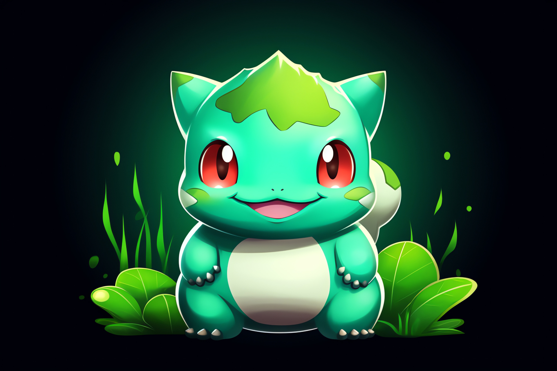 Bulbasaur's charm, friendly Grass-type, original trio, plant-backed creature, Kanto first partner, HD Desktop Wallpaper