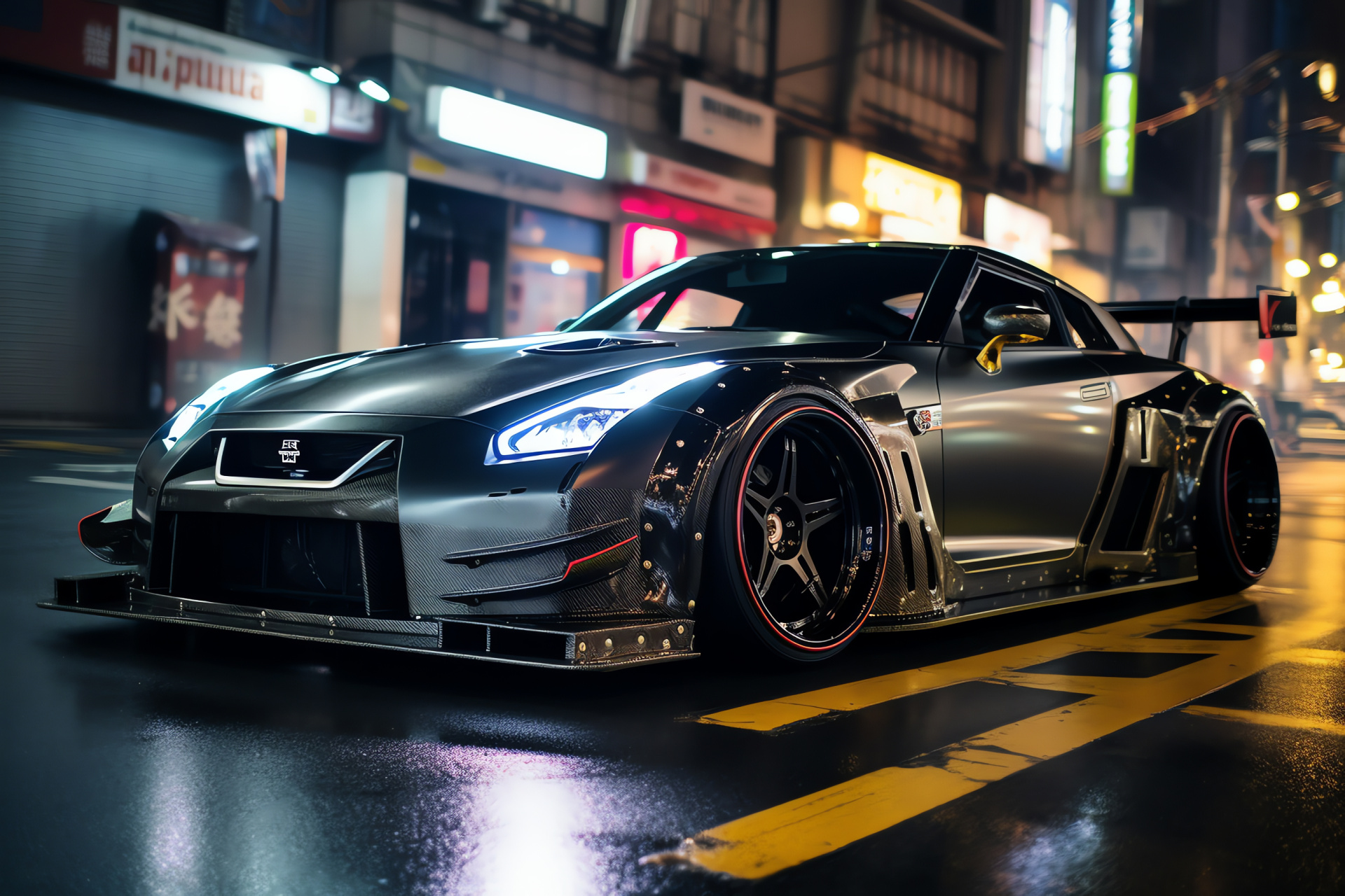 Nissan GTR Liberty Walk, Tokyo streets, Vehicle body modifications, Livery design showcase, Shibuya vibes, HD Desktop Wallpaper