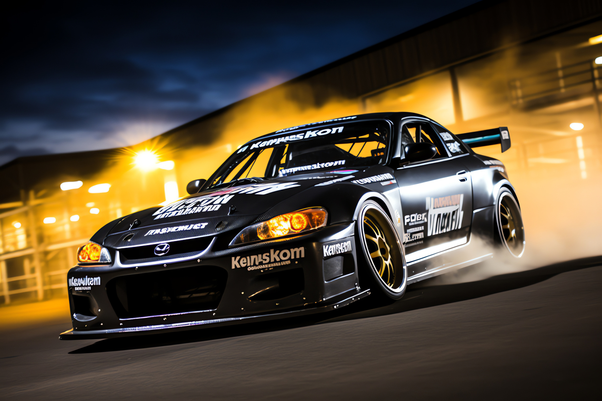 S15 Silvia, Tokyo drift race, automotive tuning, performance bodywork, assertive presence, HD Desktop Image