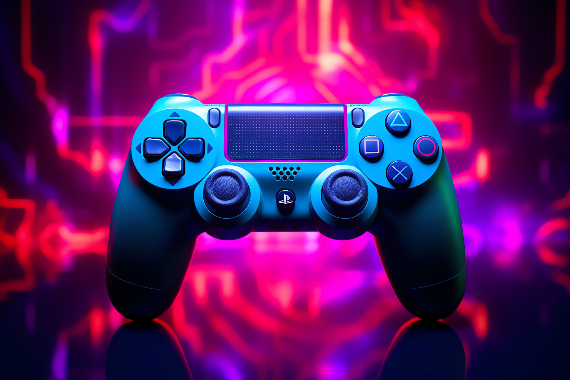 Playstation controller, dual-tone design, illuminating buttons, player excitement, gaming gear, HD Desktop Wallpaper