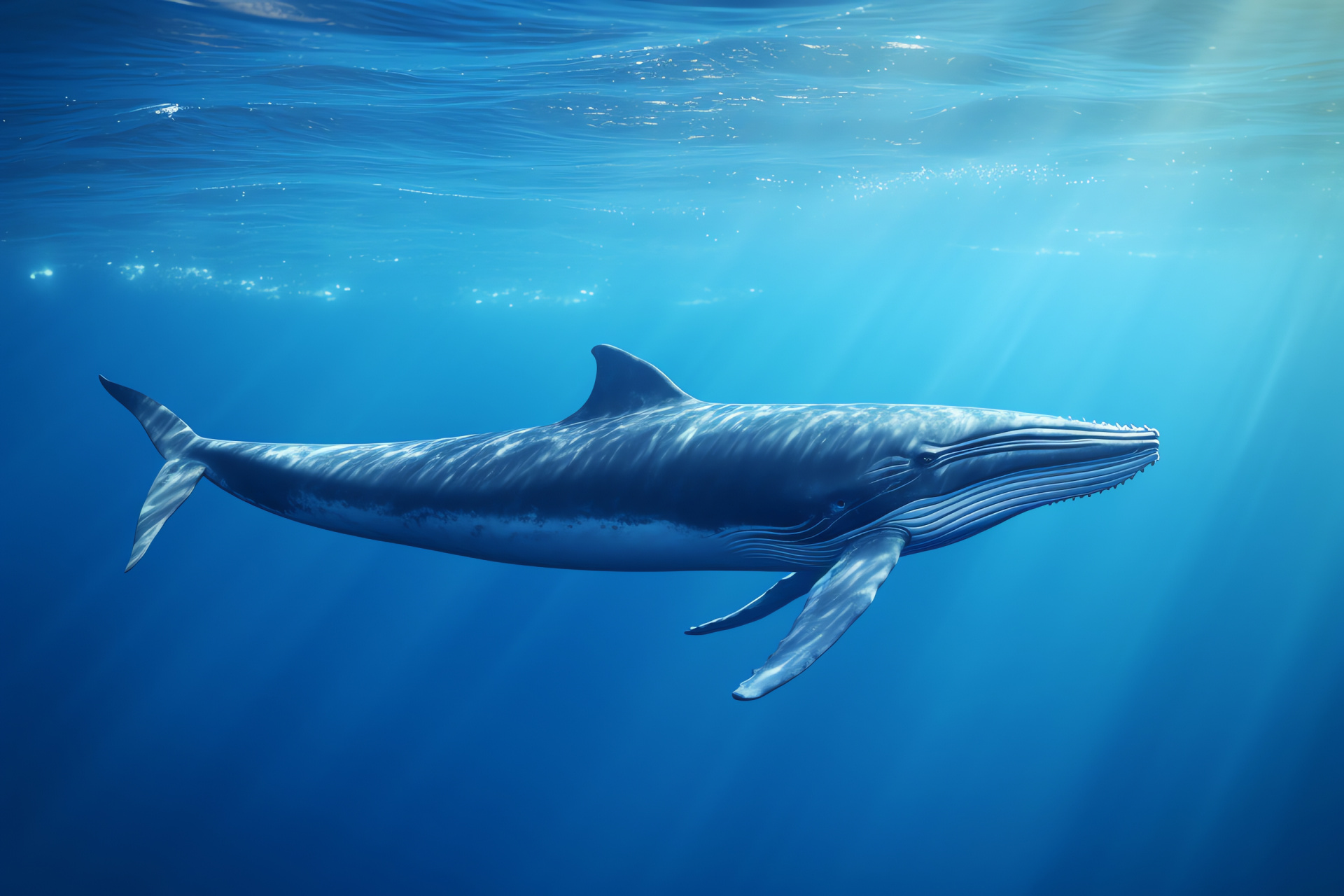 Blue Whale, marine mammal, oceanic depths, deep blue skin tone, marine wonder, HD Desktop Wallpaper