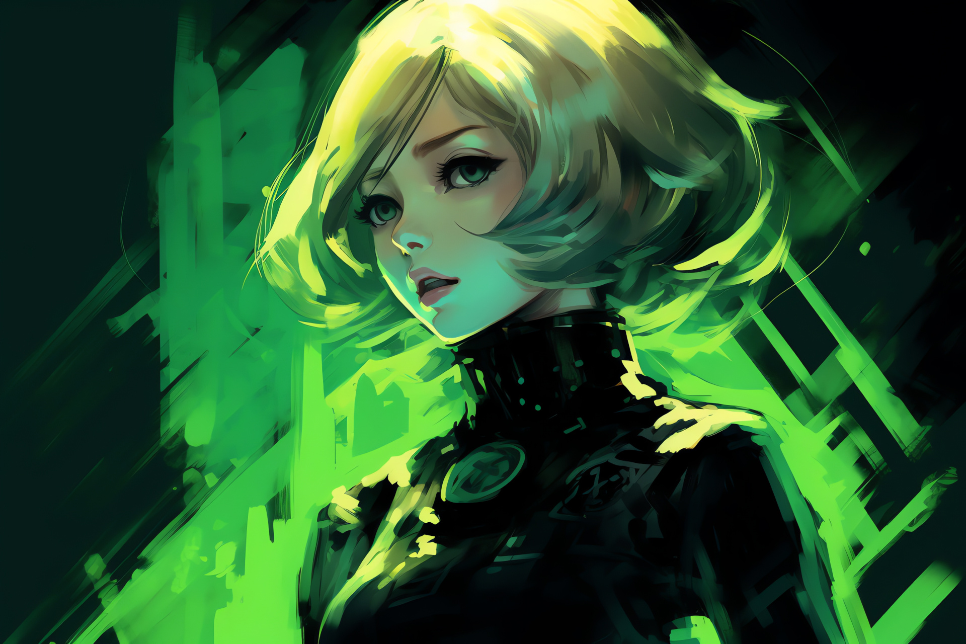 Dark Hour, Persona 3 Aigis, Eerie luminescence, Enemy shades, Tense moments, HD Desktop Wallpaper