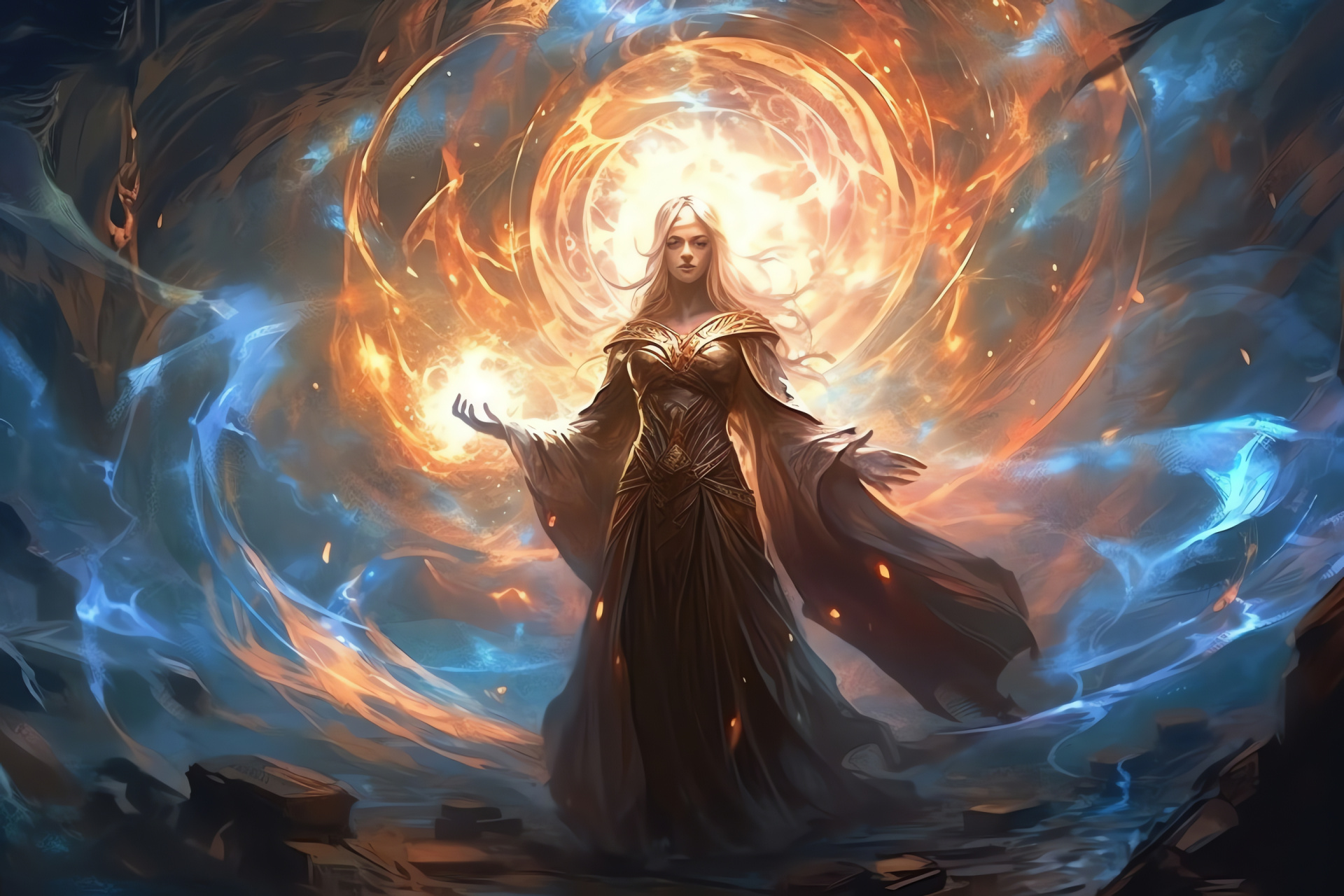 Path of Exile Elementalist, RPG battle action, Mystical realm concept, Ethereal character attire, Spellcasting in motion, HD Desktop Image